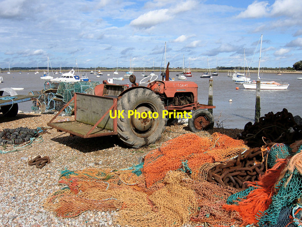 Photo 6"x4" Nets on the bank of the river Deben Felixstowe Ferry c2004