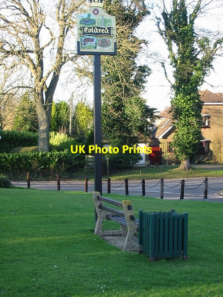 Photo 6"x4" Sign on the village green Coldred c2007
