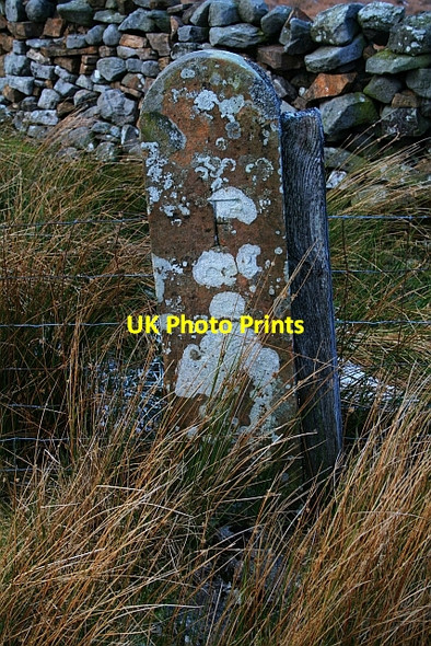 Photo 6"x4" Boundary Stone on Fleensop Moor Walden c2007