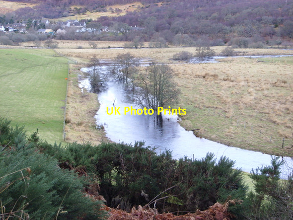 Photo 6"x4" Flooded river, with Rogart in distance Kinnauld c2008