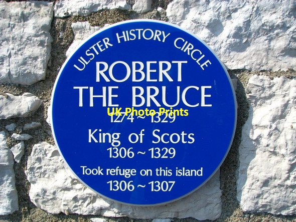 Photo 6"x4" Robert the Bruce plaque, Rathlin Island Ballycastle\/D1140 c2008