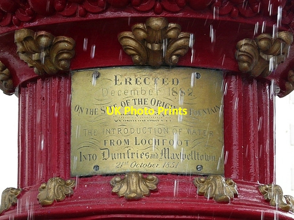Photo 6"x4" Plaque on fountain, Dumfries Dumfries c2008