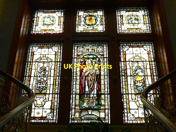 Photo 6"x4" Stained glass window, Ewart Library Dumfries c2008