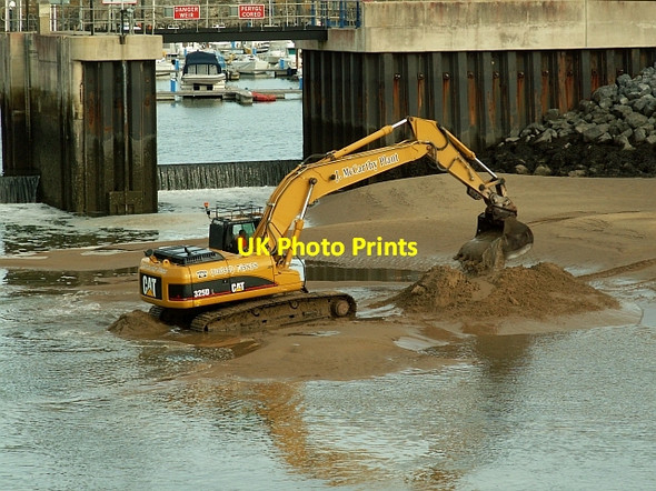Photo 6"x4" Digger at the entrance to Burry Port harbour Burry Port\/Porth Tywyn c2008
