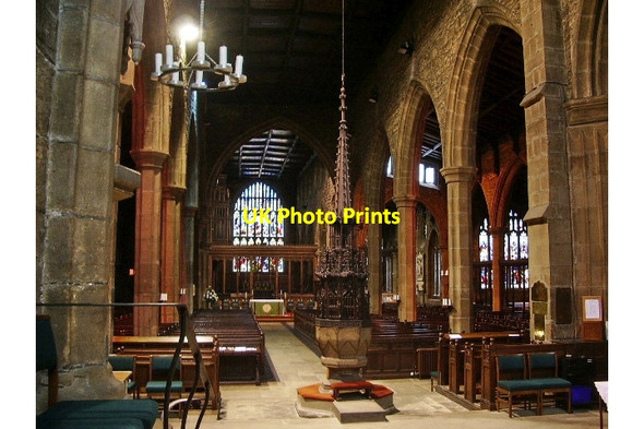 Photo 6"x4" Halifax Parish Church, St John the Baptist, Font Halifax c2008