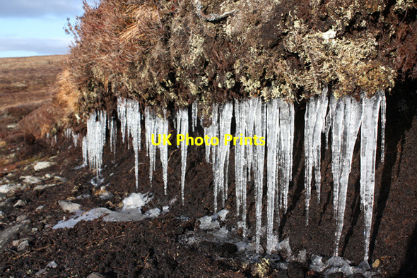 Photo 6"x4" Icicles beside track Carn an t-Sean-liathanaich c2009