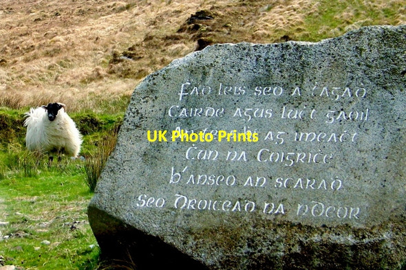 Photo 6"x4" Road from Falcarragh SE to R251 - Stone monument Carrowcannon c2008 P1