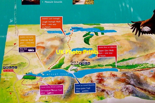 Photo 6"x4" Glenveagh National Park - Sign showing park sites Creeslough c2008