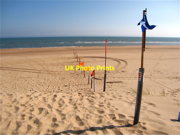 Photo 6"x4" Newburgh: warning flags on the Sands of Forvie Nature Reserve Newburgh\/NJ9925 c2009