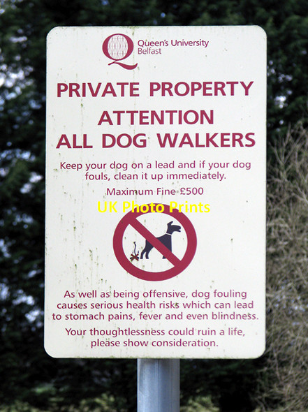 Photo 6"x4" Sign, Queen's University playing fields Drumbeg\/J3066 c2009