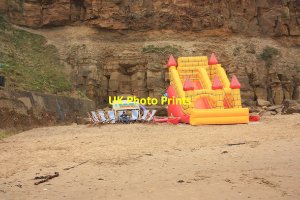 Photo 6"x4" A bouncy castle on Whitby Sands Whitby\/NZ8910 c2009