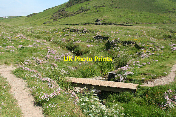 Photo 6"x4" Tintagel: coast path footbridge Trebarwith Strand c2009