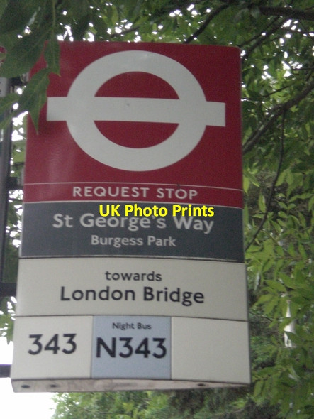 Photo 6"x4" St George's Way Request Stop, Wells Way SE5 Camberwell c2009
