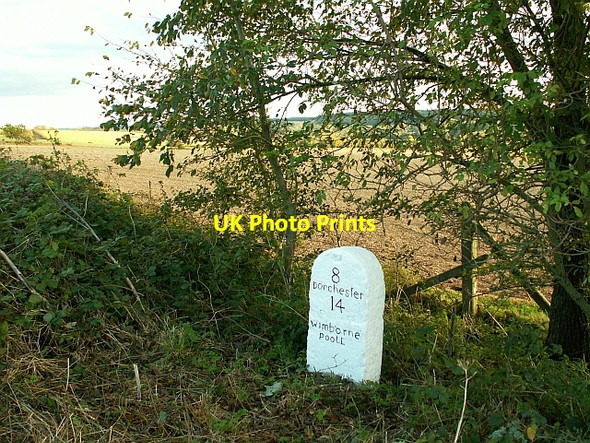 Photo 6"x4" Milestone to the east of Tolpuddle Affpuddle c2007