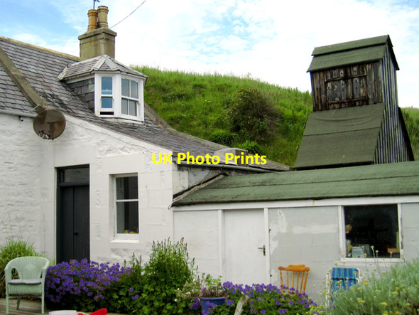 Photo 6"x4" Sandend: fisherman's cottage and smoke house Sandend c2009