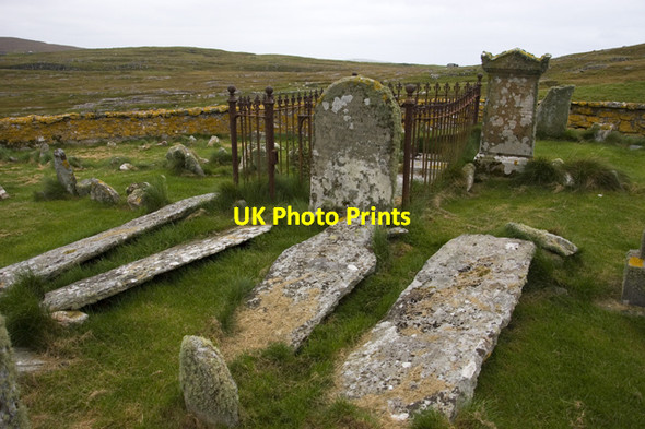 Photo 6"x4" Ancient gravestones, Berneray Ruisigearraidh c2009
