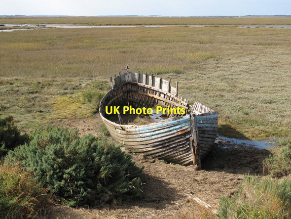 Photo 6"x4" Salt marshes, Blakeney Channel and decaying boat Blakeney\/TG0243 c2009