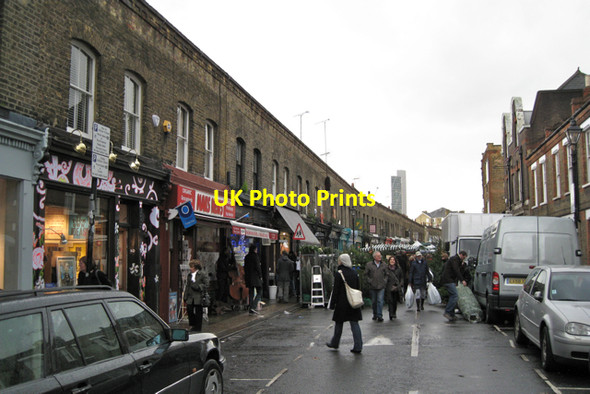 Photo 6"x4" Columbia Road E2, shops and market Bethnal Green c2009