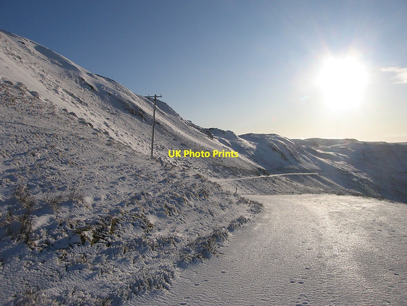 Photo 6"x4" Snow-encrusted mountain road below Bryn Mawr Blaen-Ceulan c2010