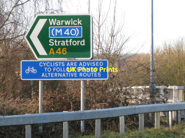 Photo 6"x4" Sign, sliproad to A46 southbound Stoneleigh\/SP3372 c2010