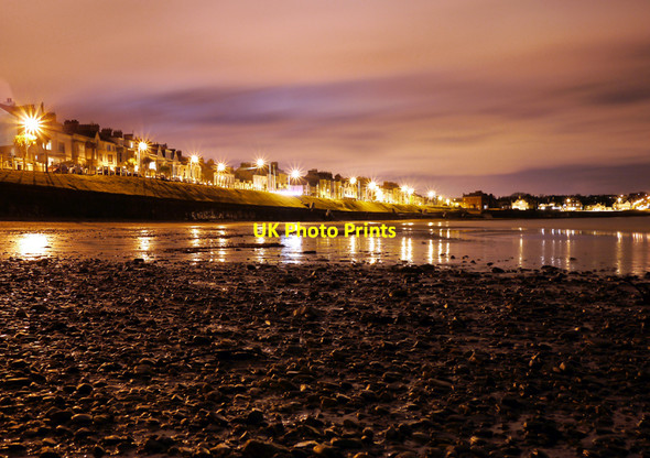 Photo 6"x4" Ballyholme Beach at night Groomsport c2010