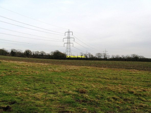 Photo 6"x4" Pylons across fields south of Orchard Farm Brooks Green c2010