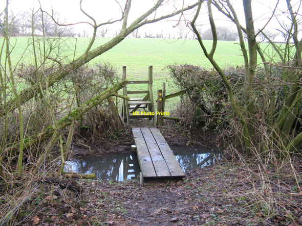 Photo 6"x4" Stile with lifting top rail at path junction near Stocks Farm Ditchling c2010