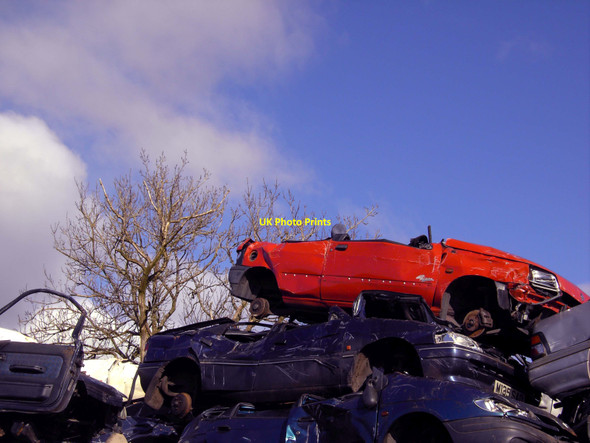Photo 6"x4" Blue Sky, Red Car Carrutherstown c2010