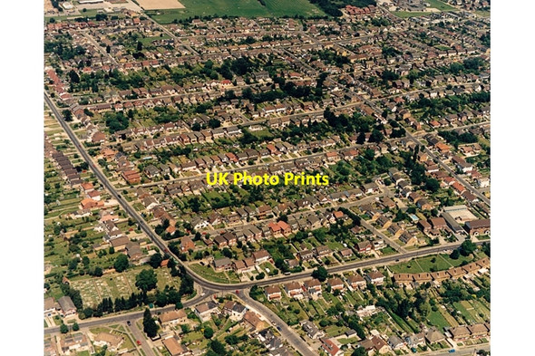 Photo 6"x4" Aerial view of Benfleet cemetery corner, looking north-west Hope's Green c1987