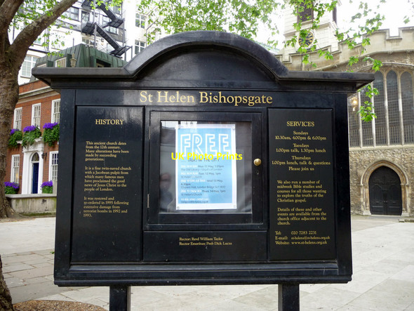 Photo 6"x4" Notice Board, St Helen, Bishopsgate, London EC2 London c2009