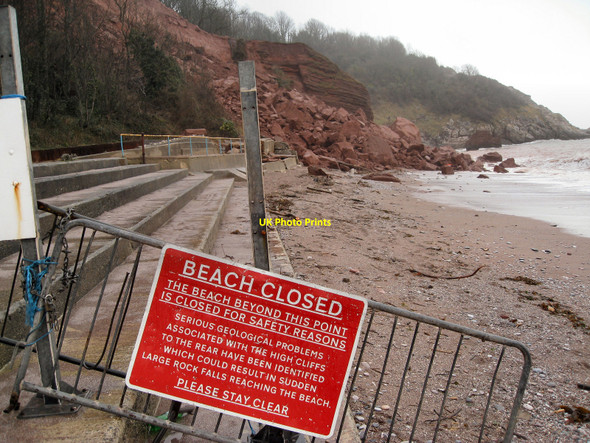 Photo 6"x4" Rock fall at Oddicombe Torquay c2010