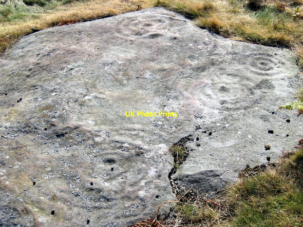 Photo 6"x4" Cup and ring marked rock, Broomridge Ford Hill\/NT9537 c2003