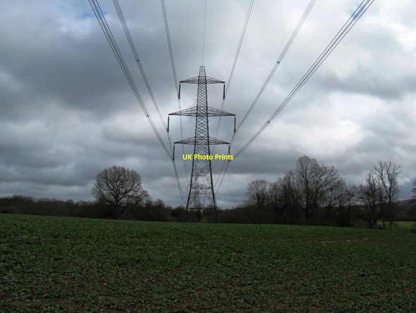 Photo 6"x4" Pylons over crops near Lodge Farm Lodsworth Common c2010