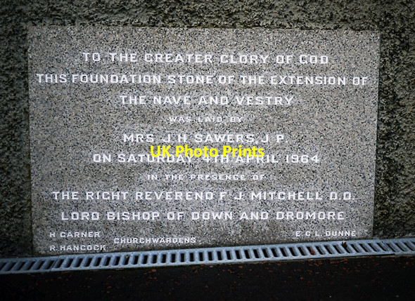 Photo 6"x4" Foundation stone, Church of St. John the Baptist, Helen's Bay Helen's Bay c2010