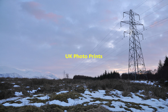 Photo 6"x4" Power lines and a view to the Nevis range Highbridge\/NN1981 c2010