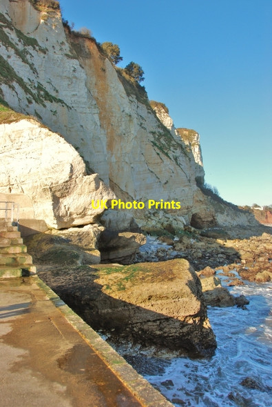 Photo 6"x4" Beer:  The caves in the cliff seen from the Jetty Seaton\/SY2490 c2010
