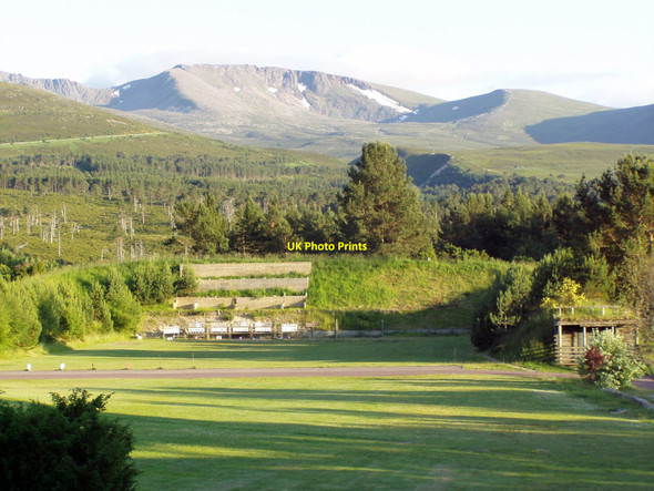 Photo 6"x4" Shooting butts at Glenmore Lodge with cairngorm behind. Glen More\/NH9809 c2009
