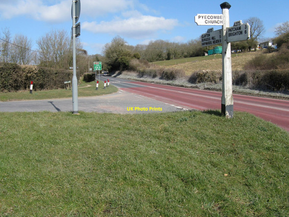 Photo 6"x4" School Lane junction with the A273 Pyecombe c2010