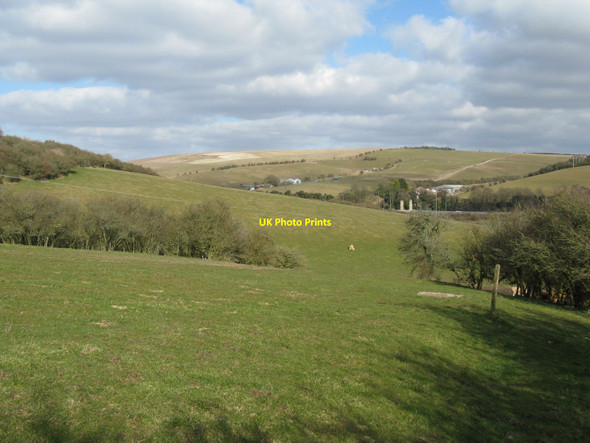 Photo 6"x4" Downland view NE from bridleway to the Sussex Border Path Saddlescombe c2010