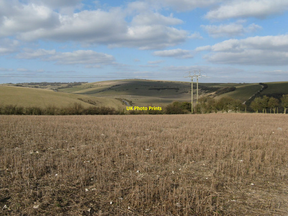 Photo 6"x4" Looking NE from stubble field near the Devil's Dyke Road Saddlescombe c2010