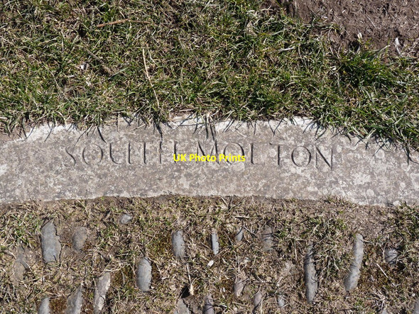 Photo 6"x4" One of a circle of eighteen stones on Codden Beacon indicating the direction with place names or points of the compass Hannaford c2010