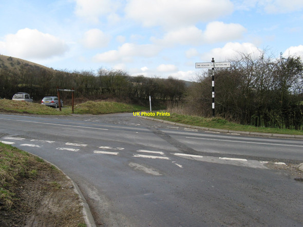 Photo 6"x4" Car park at crossroads at the bottom of Ditchling Beacon Westmeston c2010