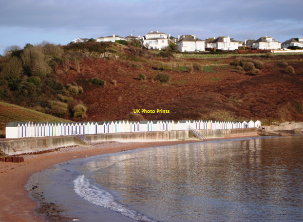 Photo 6"x4" Beach huts and houses, Broadsands beach Broadsands c2010