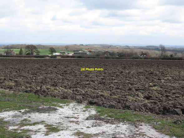 Photo 6"x4" Recently ploughed field with Warningore Farm behind Plumpton\/TQ3613 c2010