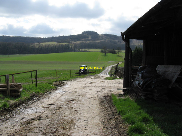 Photo 6"x4" Tractor in field alongside bridleway to the B2116 Plumpton\/TQ3613 c2010