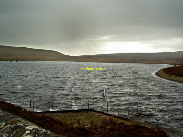 Photo 6"x4" Upper Barden reservoir in a rain squall Eastby c2010