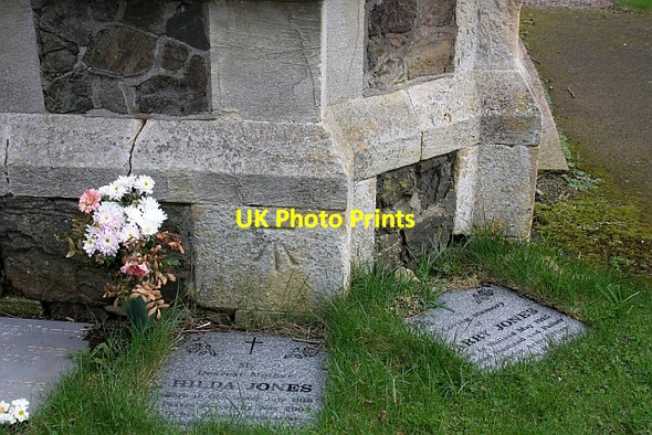 Photo 6"x4" Bench mark on St James Church, Welland Welland c2010