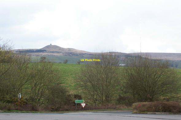 Photo 6"x4" Rivington Pike (and Winter Hill TV Mast) from Bolton West Services, M61 Motorway Horwich c2010