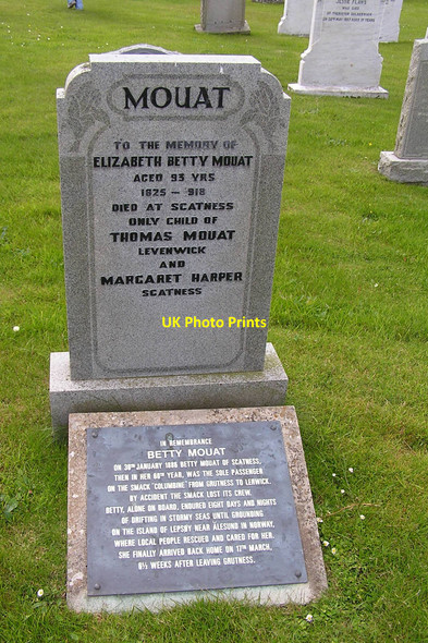 Photo 6"x4" Betty Mouat's gravestone at Dunrossness kirkyard Boddam\/HU3915 c2007