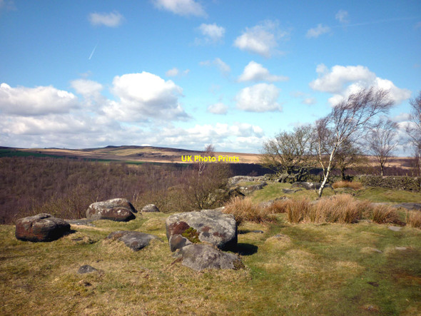 Photo 6"x4" Boulders and birches, Gardom's Edge Robin Hood\/SK2772 c2010